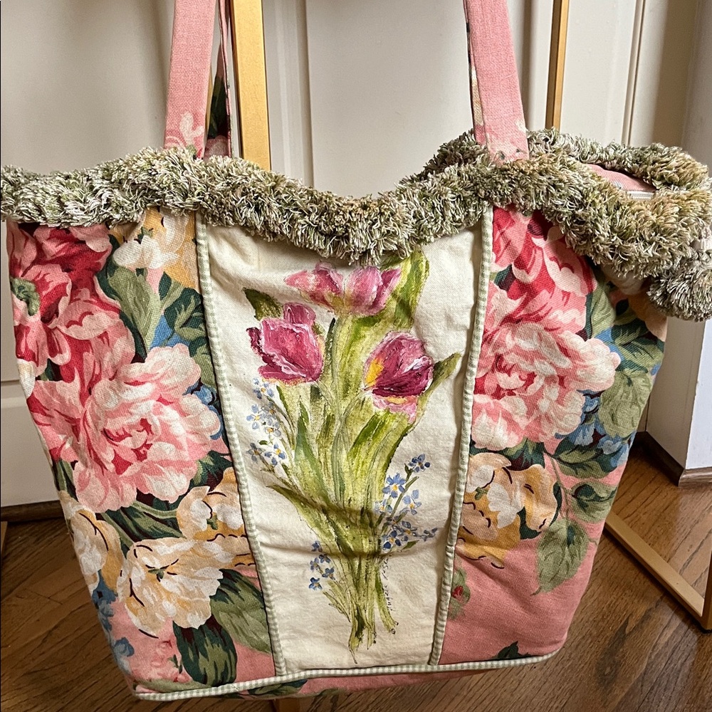 Floral Pink and Cream Tote Bag